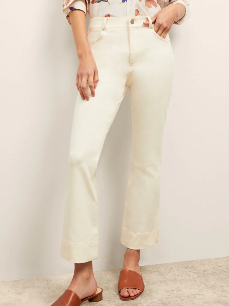 Mm.Lafleur Cream Cropped Ankle Jeans